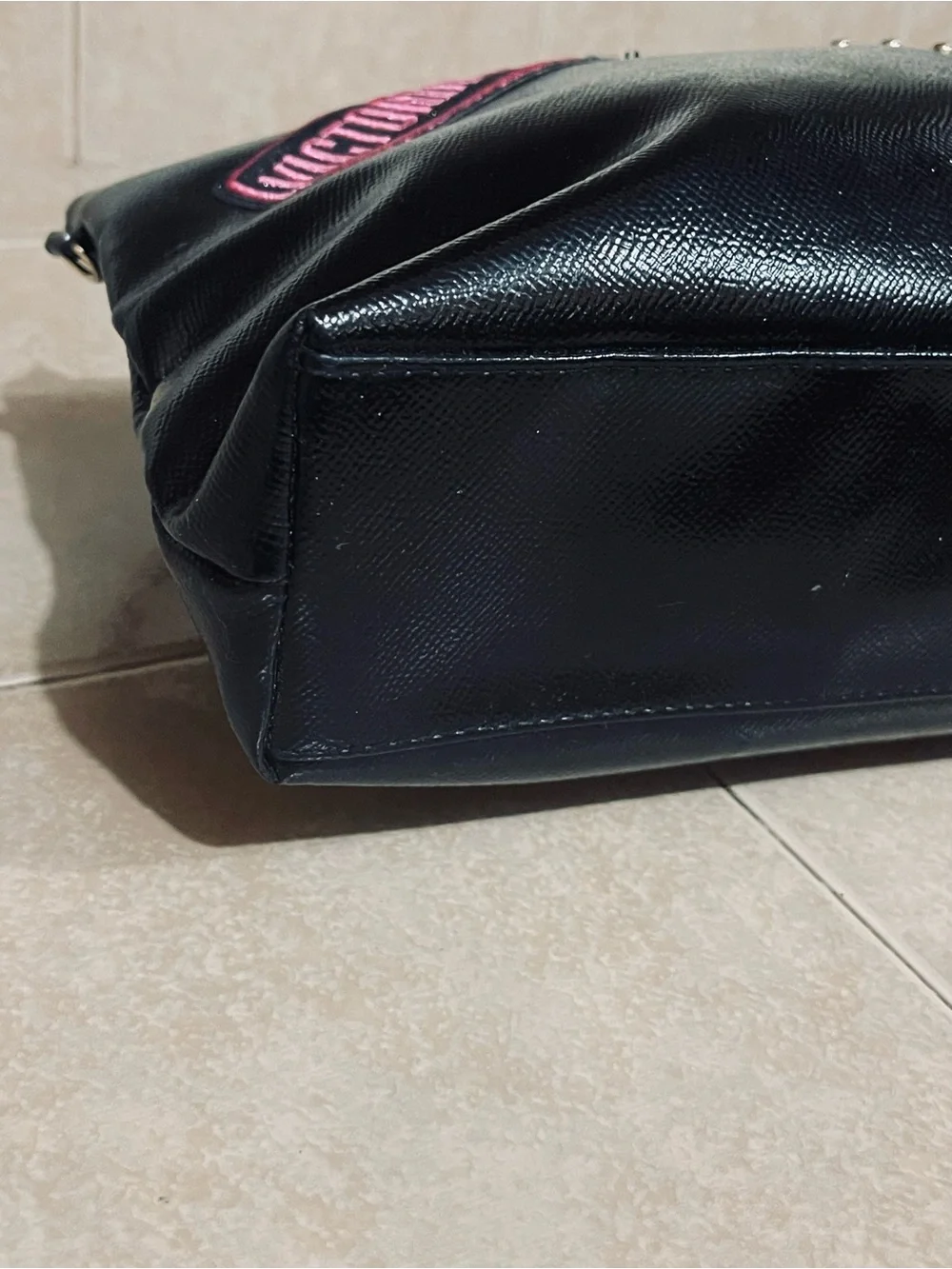 Victoria's Secret Black Cosmetic Pouch with Pink Logo Patch